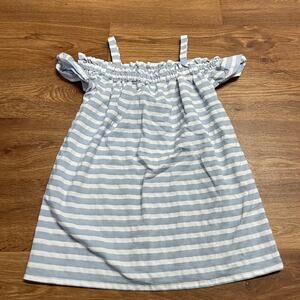 Janie & Jack Girls Blue White Striped Off Shoulder Summer Dress Size 5